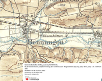 Historische Karte mit den Bennunger Mühlen